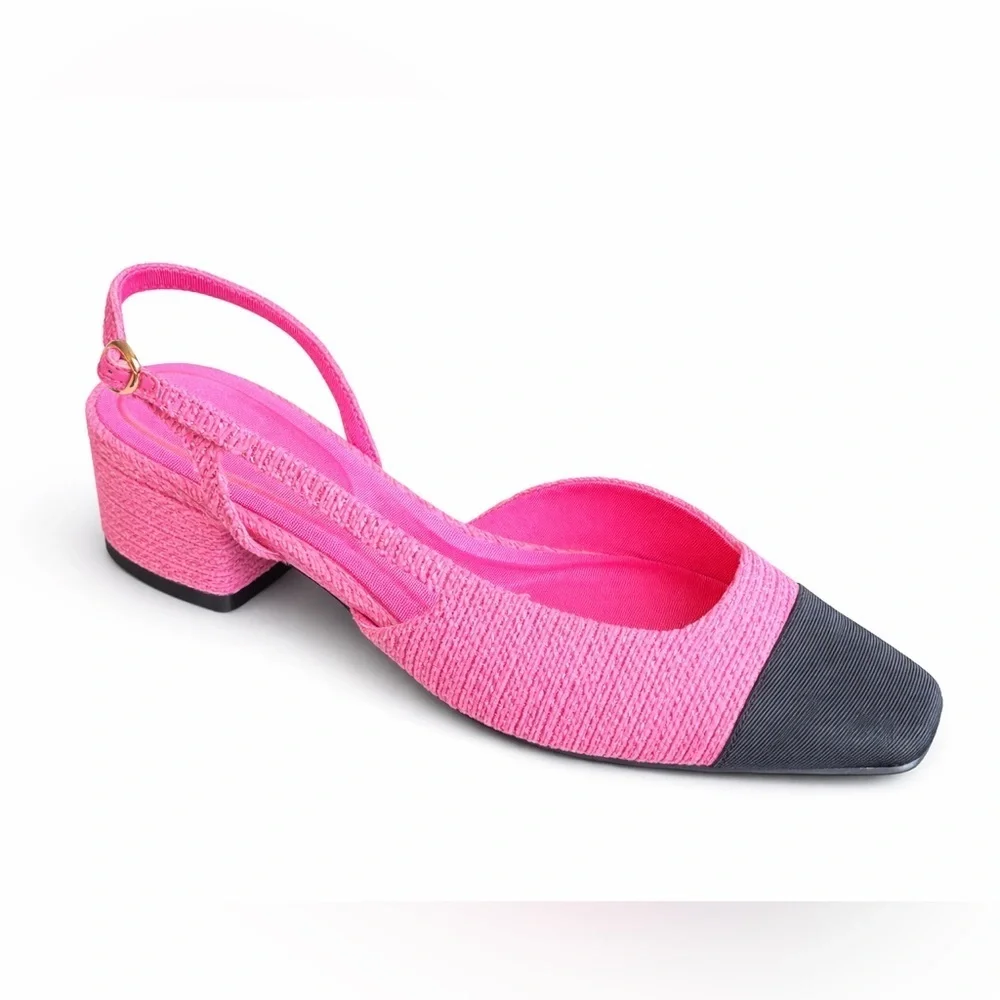 Anne Klein Nia Slingback Flats Cap Toe Block Heel 7 New With Box